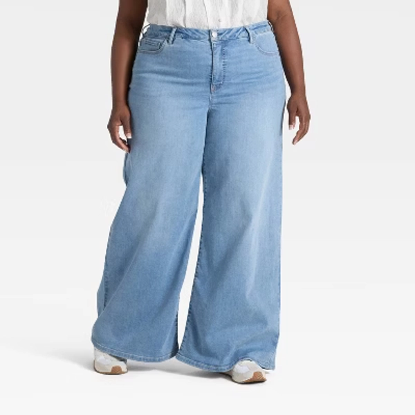 Women's High-Rise Wide Leg Jeans - Ava & Viv™ Light Blue Denim 22