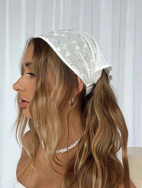 1pc Original Embroidered Flower Patterned Headwrap With Rolled Edge For Women, Perfect For Daily Wear And Travel Hair Band Turban Headband Sweatband, School Stuff, College, Headbands Fall Winter Hair Accessories For Women For Vacation Outfits Woman Elegant Scarf Women Bandana Soft Headwrap