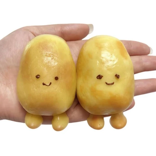 【2025 New】MOBECK 2Pcs Potato Taba Squishy, Kawaii Squeeze Toys Pinch Cute PVC Fufu Squishy Toys for Anxiety Relief, Soft Stress Toys for Party, Favors