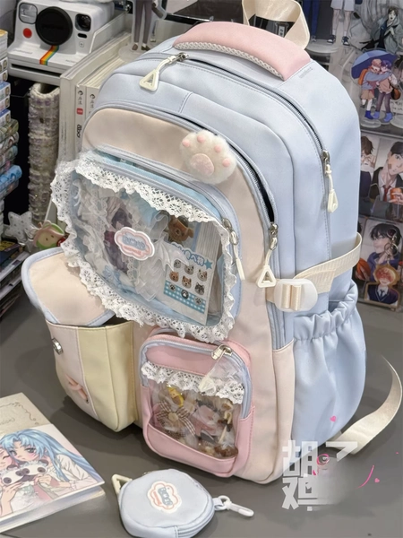 Large Capacity Student Backpack Sweet Lace Double Shoulder Bag for Girls School Bag Casual Commuting Style Soft Handle - AliExpress 1524