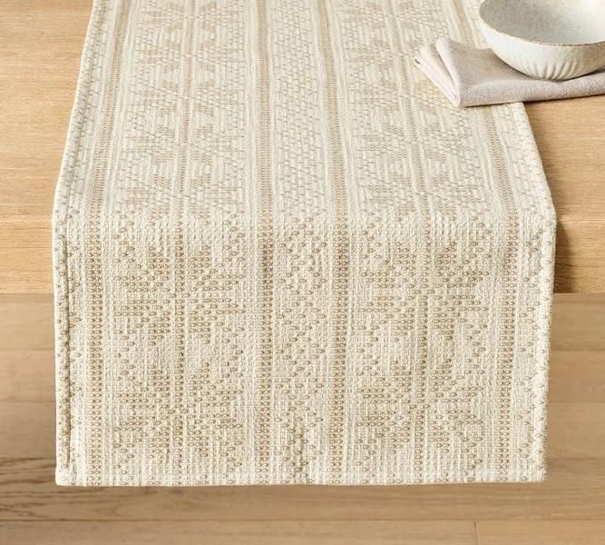 Snowflake Fair Isle Cotton Table Runner