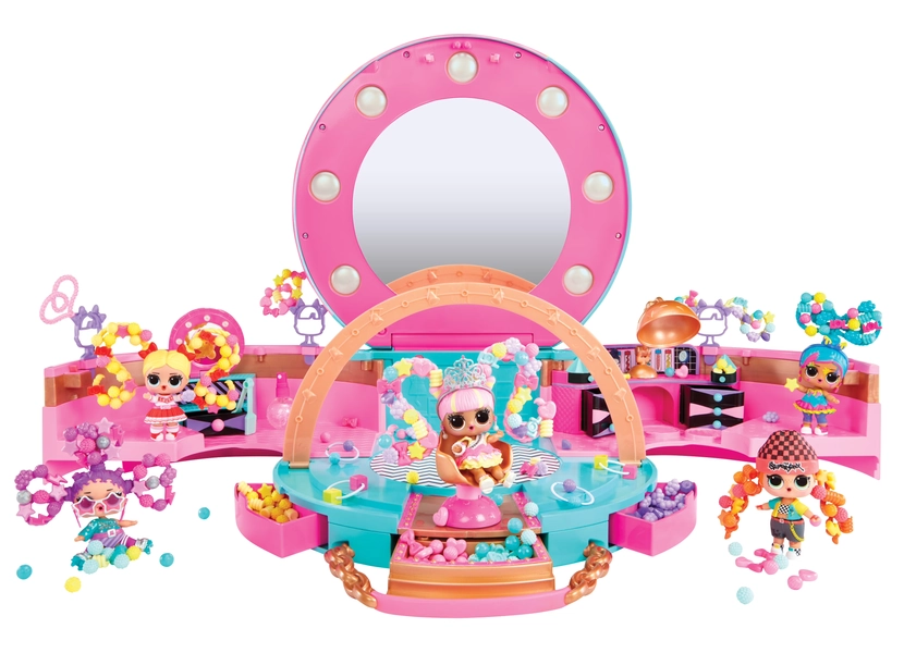 LOL Surprise Hair Beads Salon Playset with Doll, 100 Beads, Hair Ties, Mirrors, Kids Gift Ages 4+