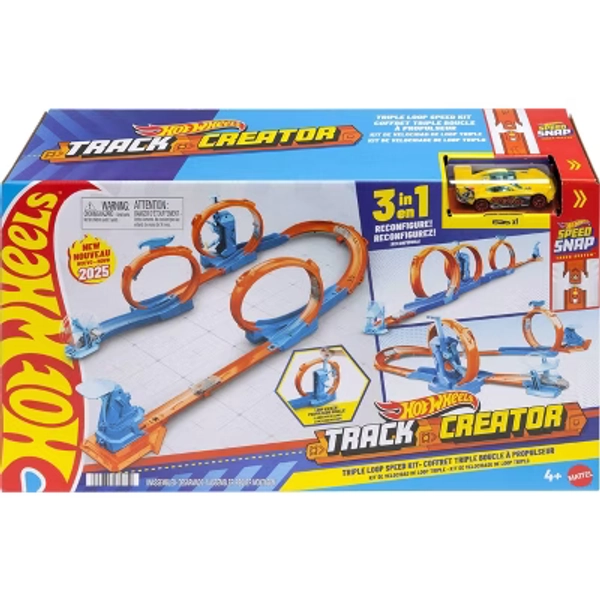 Hot Wheels Toy Vehicle Track Creator Triple Loop Kit - 24pk