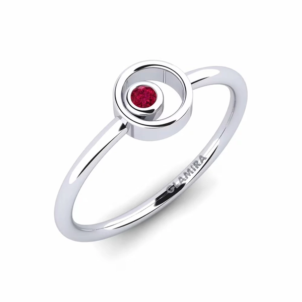 Argent 925 Ronde Rubis Bague Merina