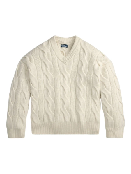Polo Ralph Lauren cable-knit V-neck Sweater | Neutrals | FARFETCH