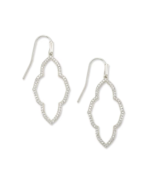 Abbie Gold Small Open Frame Earrings in White Crystal