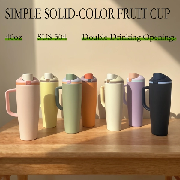 40oz Vacuum Insulated Mug with Handle - Double-Wall Thermal Cup, Leakproof Lid & Anti-Slip Grip - Keeps Drinks Hot/Cold for Hours - Travel, Office, Camping, Car - Elegant Minimalist Design - Ideal Gift for Coffee, Tea, Hot/Cold Beverages - Compatible with Cup Holders - Available in Yellow, Purple, Black, Beige - 304 Stainless Steel Construction, Water Bottle For Women, Water Bottle For Men, Insulated Tumbler With Handle, Oz Tumbler With Handle Straw Lid, Insulated Tumbler With Lid And