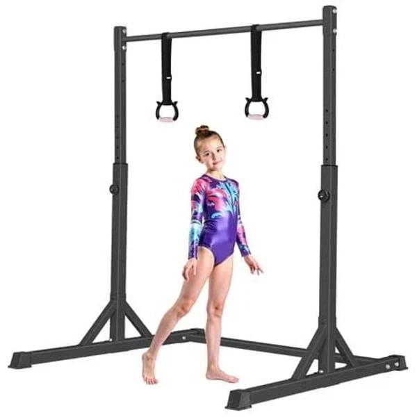 Primy 230lbs Gymnastics Bar for Kids, 39~61inches Adjustable Height Gymnastic Horizontal Bars, Folding Stable Gymnastics Equipment Junior Training Bar