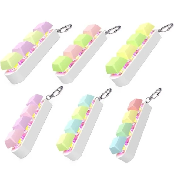 Keyboard Fidget Toys with LED Light Silent and Loud Keyboard Keychain Sensory Toy for Anxiety Stress
