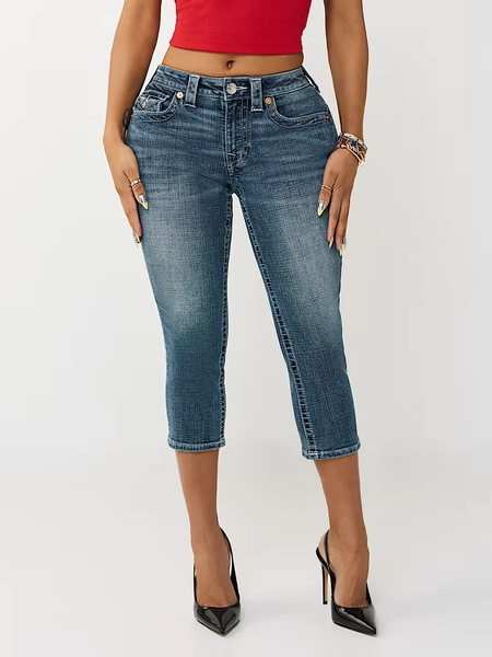JENNIE MID RISE FLAP CURVY SKINNY CAPRI