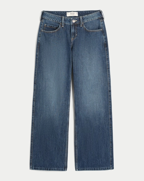 Low-Rise Dark Wash Baggy Jeans