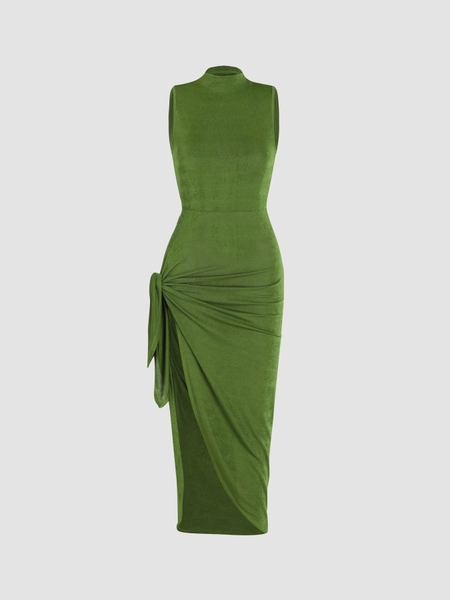 Solid Sleeveless Split Maxi Dress