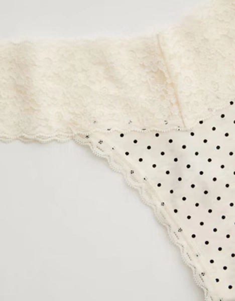 Superchill Vintage Lace Cotton Thong Underwear
