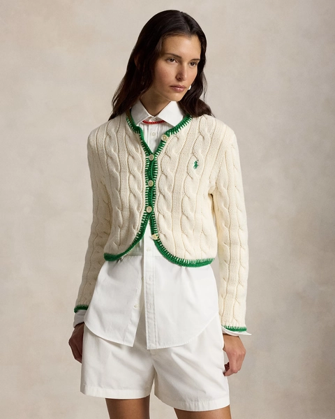 Cable-Knit Cropped Cardigan