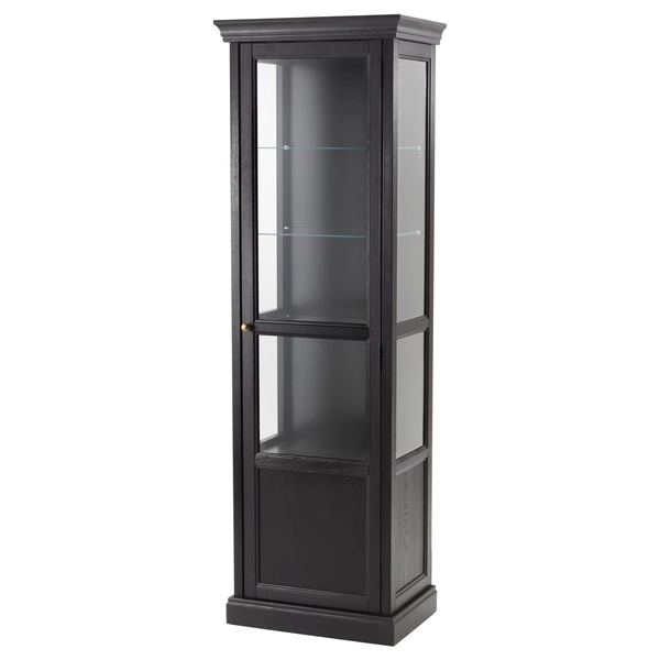 MALSJÖ Glass-door cabinet - black stained 23 5/8x15 3/4x73 1/4 "