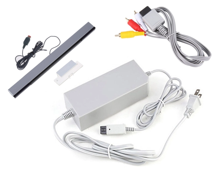Nintendo Wii Power Adapter, AV Cable, Sensor Bar - Retro vGames