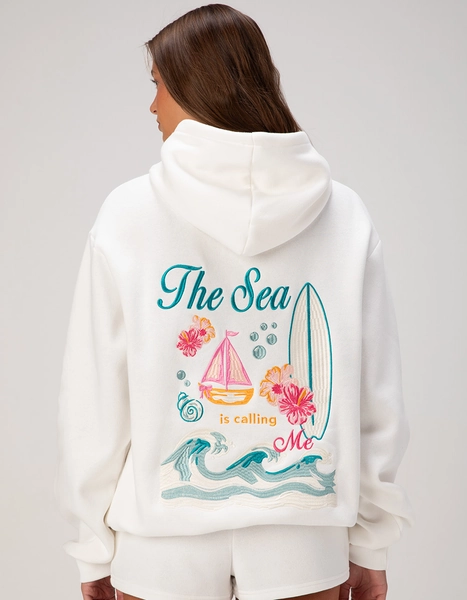 HAPPY CAMP3R The Sea Is Calling Womens Hoodie - CREAM