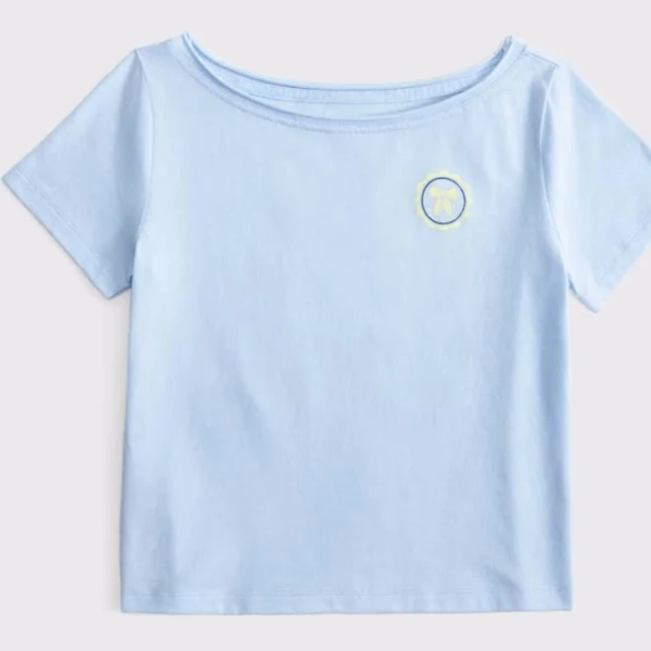 Abercrombie Kids Girls Off-The-Shoulder Graphic Tee