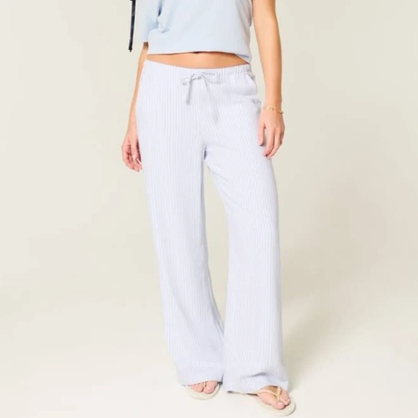 Women's Linen-Blend Baggy Pull-On Pants