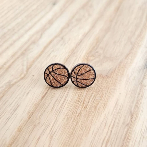Glitter Basketball Earrings