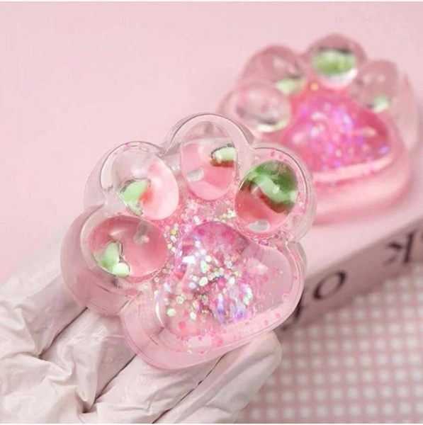 1/2/5/24pcs Cat Paw Strawberry Squishies, Cute Handmade Squishy Toys, Pink Kawaii Squishy Sensory Toys, Transparent Soft Stress Relief Squishies,