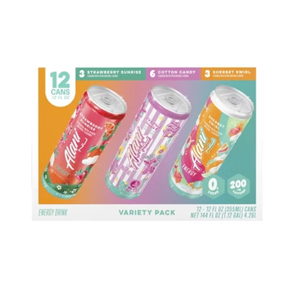 Alani Nu Variety Pack Energy Drink ( Cotton Candy, Strawberry Sunrise, Sherbet Swirl) - 12pk/12 fl oz Cans