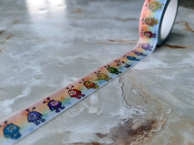 Vintage Style Rainbow Washi Tape | Sprites, Rainbow stars, Whimsical Washi Tape, Scrapbooking Tape, Cartoon Washi Tape