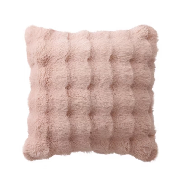 20" Bubble Faux Fur Square Indoor Throw Pillow Blush