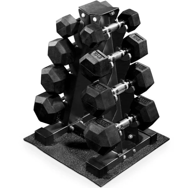 BalanceFrom Dumbbell Set with Stand Rubber Encased Hand Weights