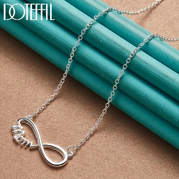 925 Sterling Silver MOM Pendant Necklace for Women