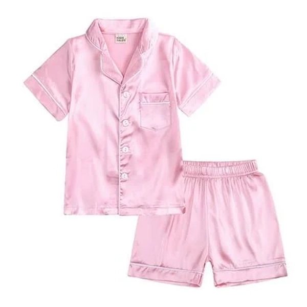 WOYY Girls Satin Pajamas Silk Short Shirt Shorts Sleepwear