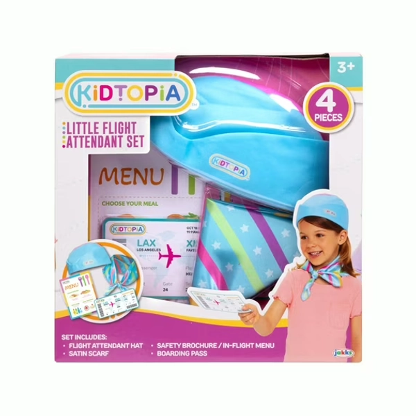 Kidtopia Little Flight Attendant Role Play Set with 4 Play Pieces, 3+ Years