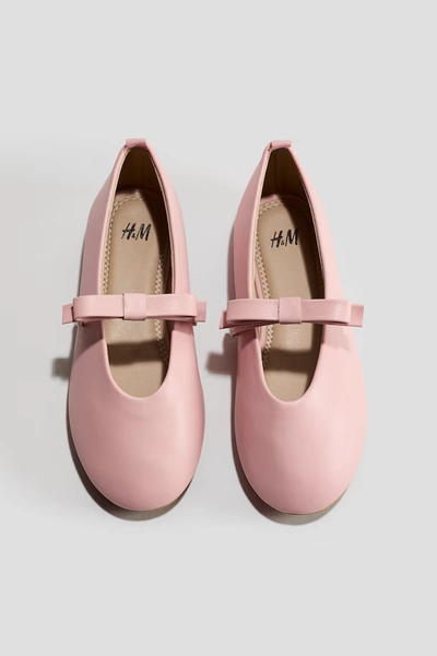Appliquéd Ballet Flats - Light pink