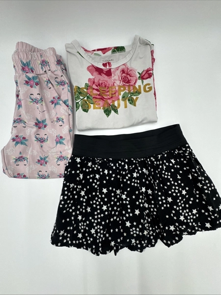 Lot Of 3 - Girl's Size 4T Clothes Pants, Shirt &amp; Faded Glory Skirt