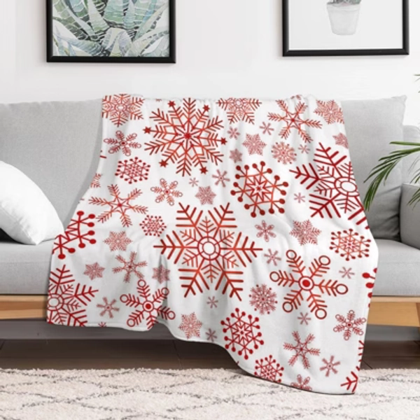 Cute Christmas Snowflakes Christmas Throw Blanket Soft Fleece Christmas Blanket Cozy Flannel Throw for Couch Bed 50x60 inches