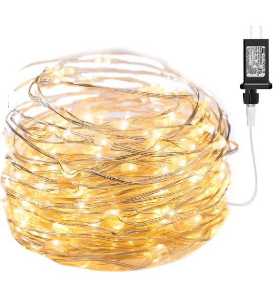 Minetom Fairy Lights Plug In 33Ft 100 Leds Waterproof Silver Wire Firefly Lights