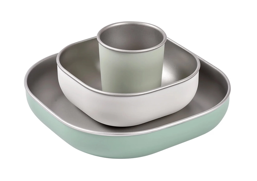 Beaba Stainless Steel Meal Set Sage Green