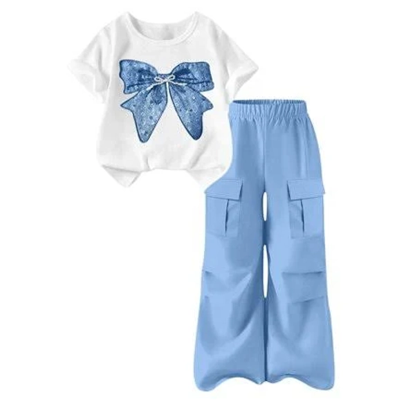 Girls 2-Piece Bow Graphic Denim Outfit