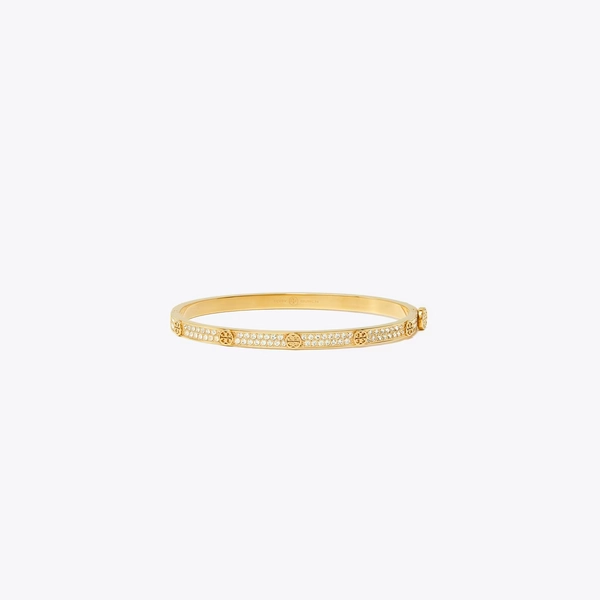 Icon Pavé Thin Hinge Bracelet in yellow, size L