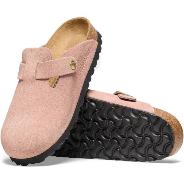BIRKENSTOCK Boston Suede Leather Light Rose Clogs