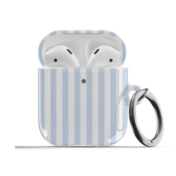 Blue Striped AirPods Case Coastal Pastel Summer Colors Aesthetic Preppy Cute For Airpods 1st 2nd Generation, Airpods Pro Protective Cover