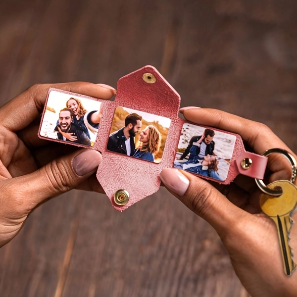 Custom 1pc-3 Photo Album Foldable Keychain – Handmade Personalized Romantic Photo Album Keychain – Gift for Boyfriend/Girlfriend, Colorful, Cute, Charming, Kawaii, Millennium Style, Fashionable, Anniversary, Valentine's Day, Mother's Day