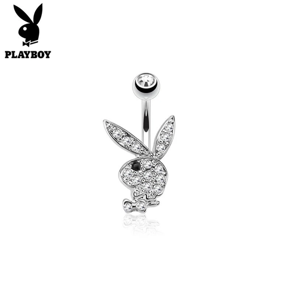 14G  Licensed Playboy Bunny CZ Gem Paved Belly Button Navel Ring *MULTI CHOICE*