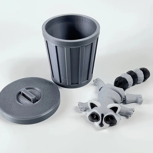 Raccoon Fidget And Trash Can Gift Box - 3D Printed Raccoon Trash Can Decor -Gifts for Home Party Gifts, Office Decoration and Holiday Gifts. Perfect for Christmas, Halloween, Easter, And Valentine's Day Gift.