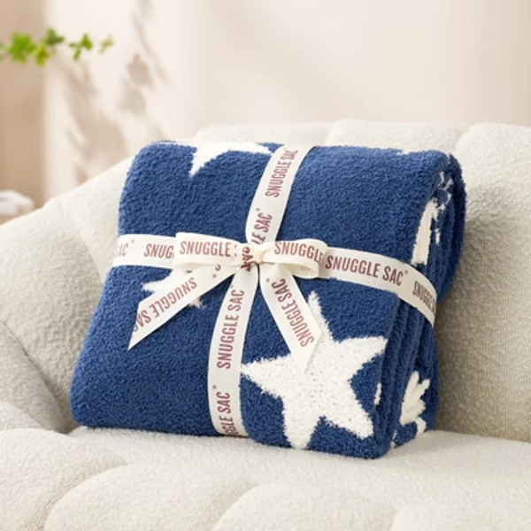 Soft Knit Throw Blanket Star Print Throw,Americana Style,Navy Star -Snuggle Sac