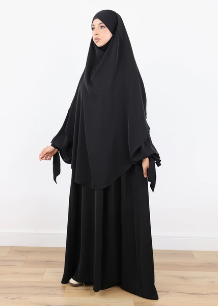 ABAYA and KHIMAR Set Rawnaq - Black - Ina Collection