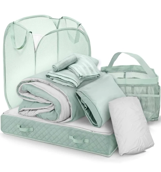 Complete Back to College Dorm Room Essentials Kit - Bed & Bath - Twin Xl - Sage green