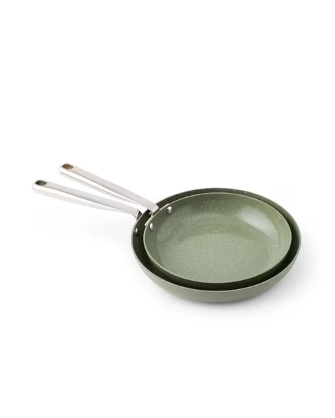 2 Pack Ceramic Coated Fry Pans - Green - Green - Miscellaneous