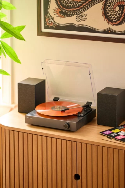 Crosley Zane Record Player & Speakers Shelf System