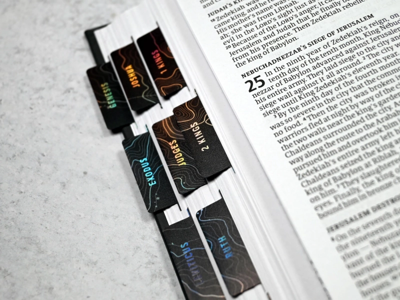 Holographic Topographic Bible Tabs: Laminated, Self Adhesive, Standard & Catholic